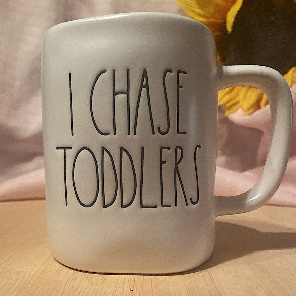 Rae Dunn White Black I Chase Toddlers Mug Magenta Collection NWT
